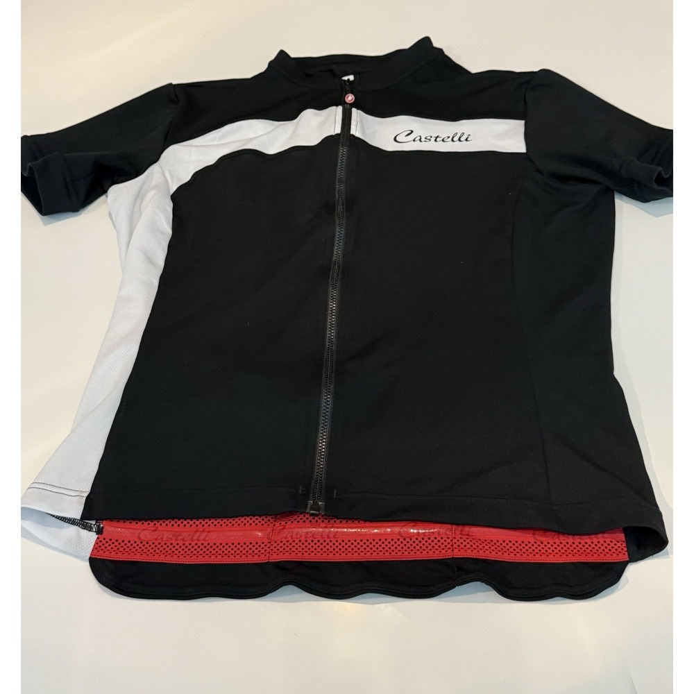 Castelli Black‎ Red White Cycling Jersey Adult XL Multi Pockets Full Zip